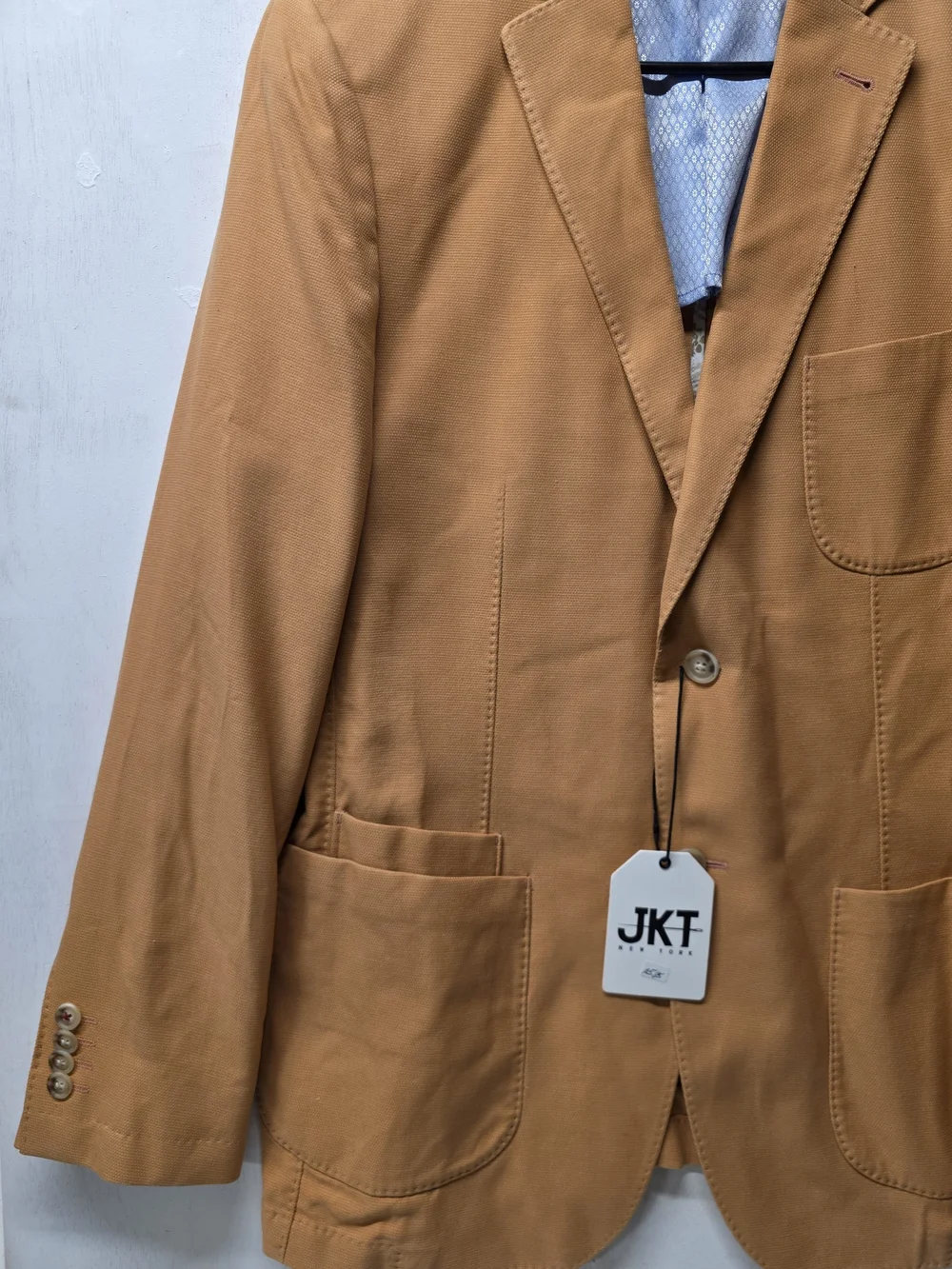 Men’s Tan Cotton Sport Coat - Single-Breasted Blazer